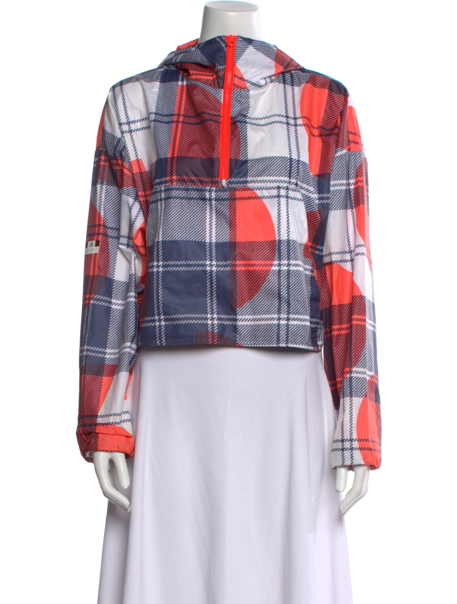 Stella McCartney for adidas Plaid Print Mock Neck Crop Top