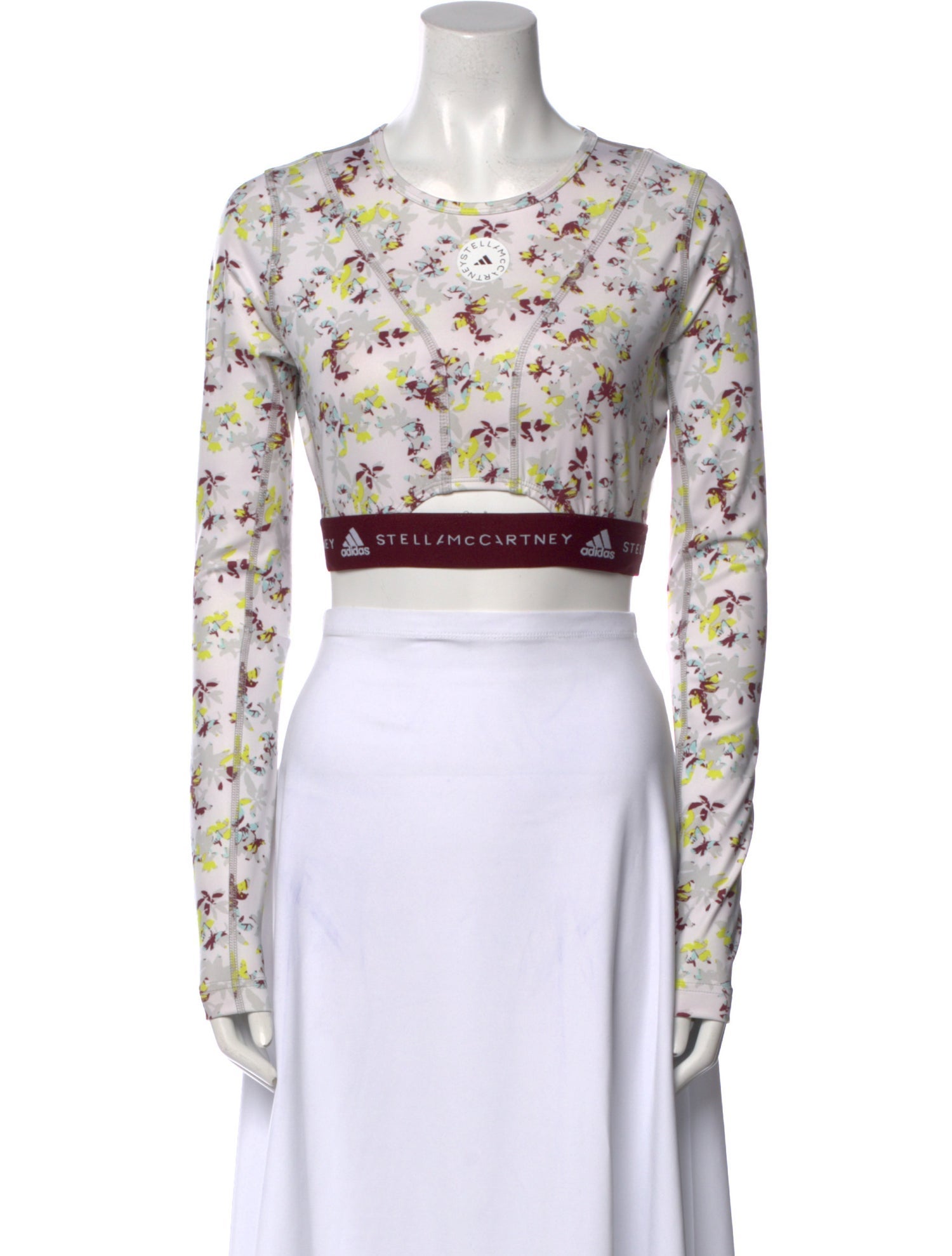 Stella McCartney for adidas Floral Print Crew Neck Crop Top