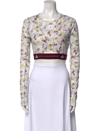 Stella McCartney for adidas Floral Print Crew Neck Crop Top