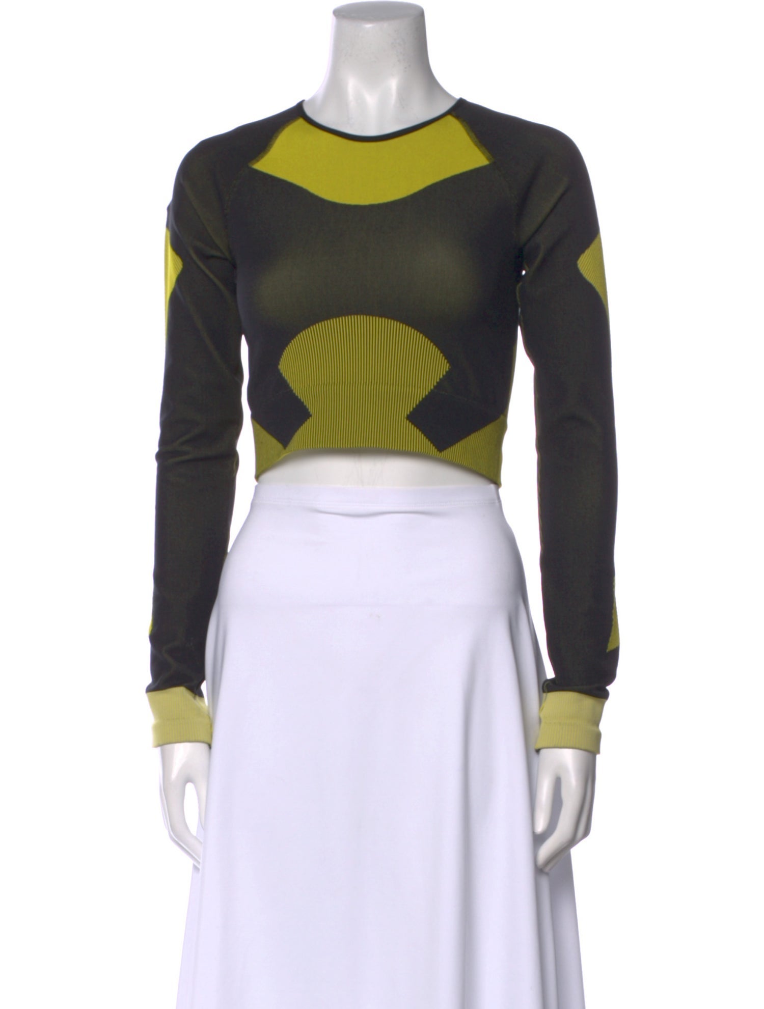 Stella McCartney for adidas Colorblock Pattern Crew Neck Crop Top