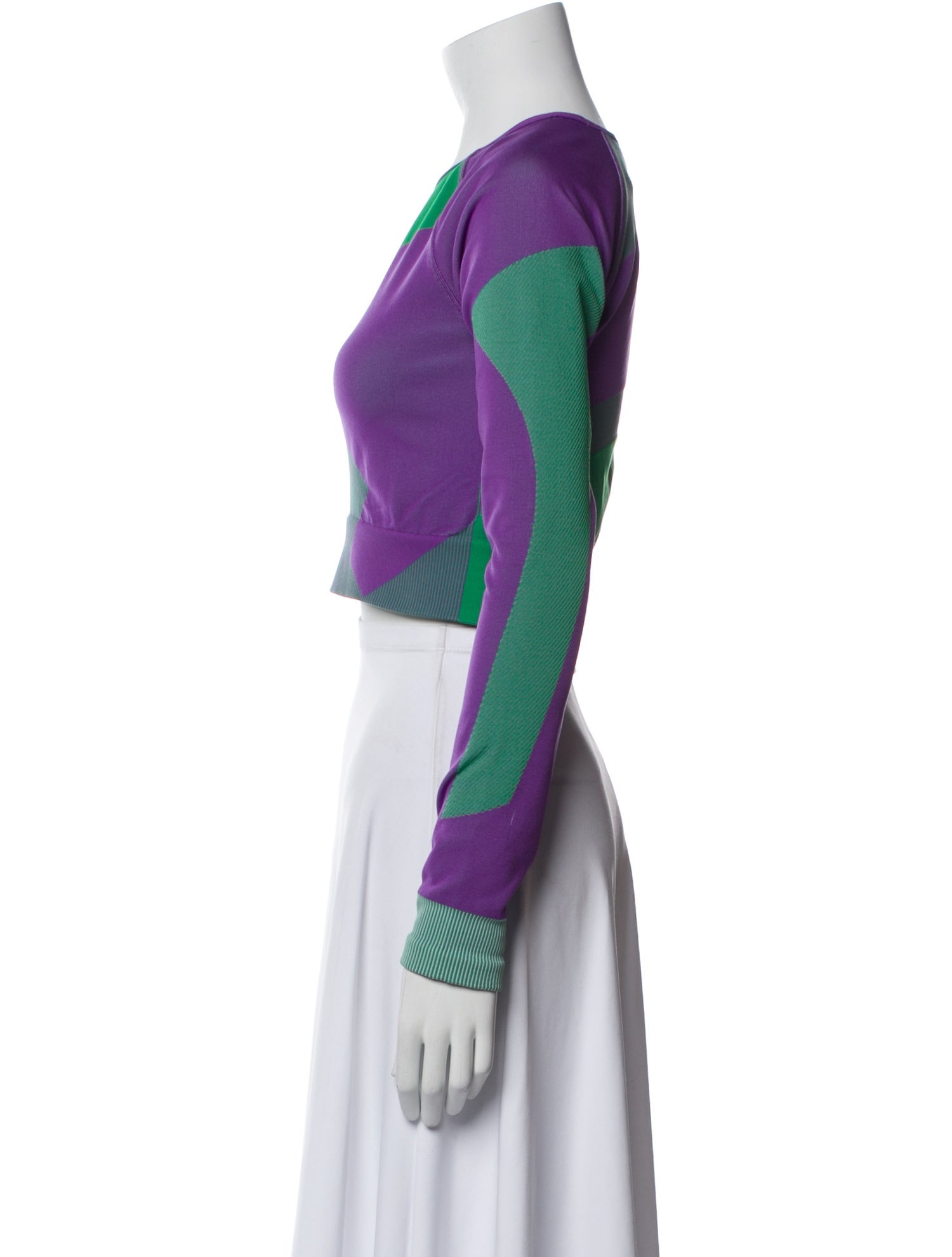 Stella McCartney for adidas Colorblock Pattern Crew Neck Crop Top