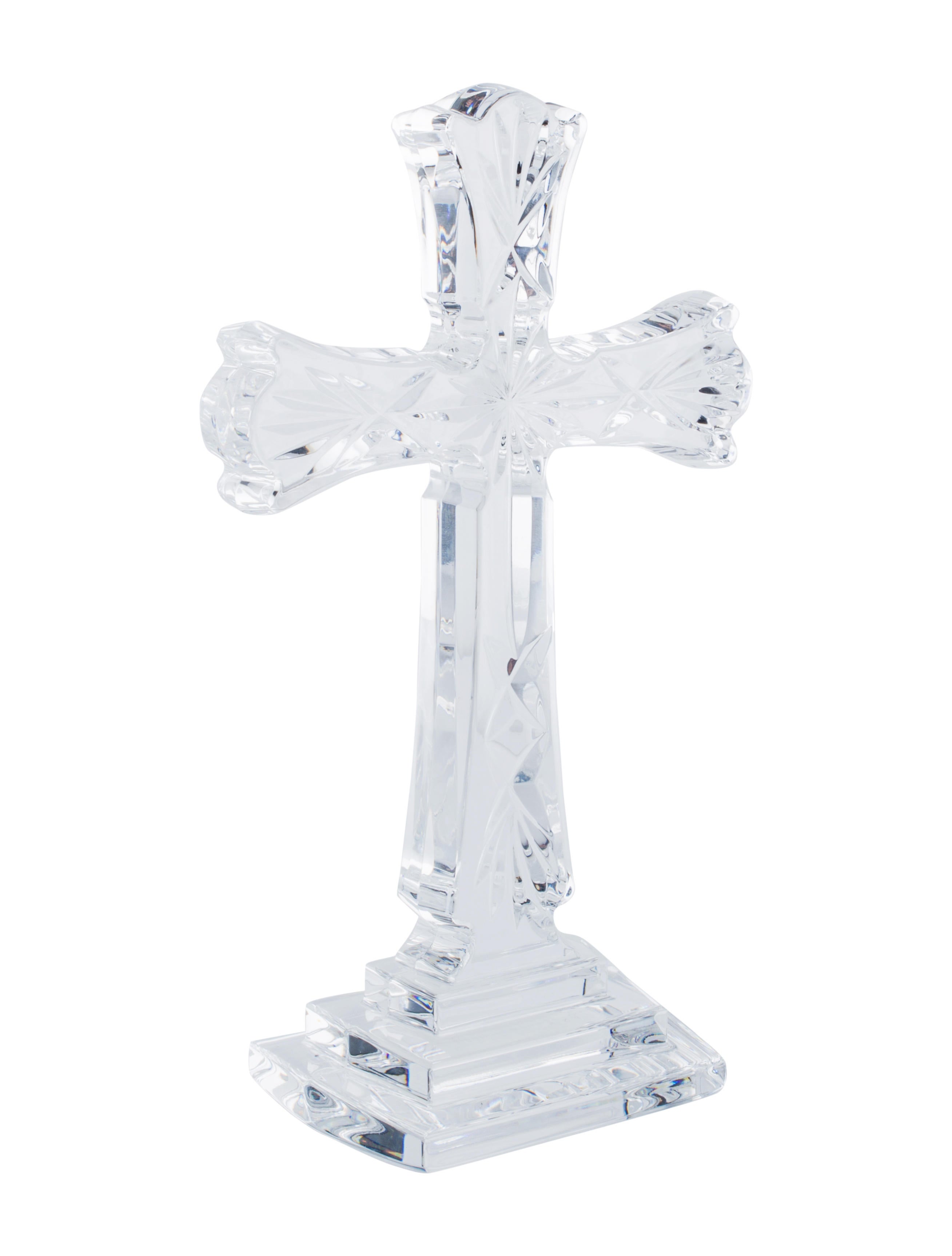 Waterford Crystal Standing Cross Figurine Clear Decorative Accents