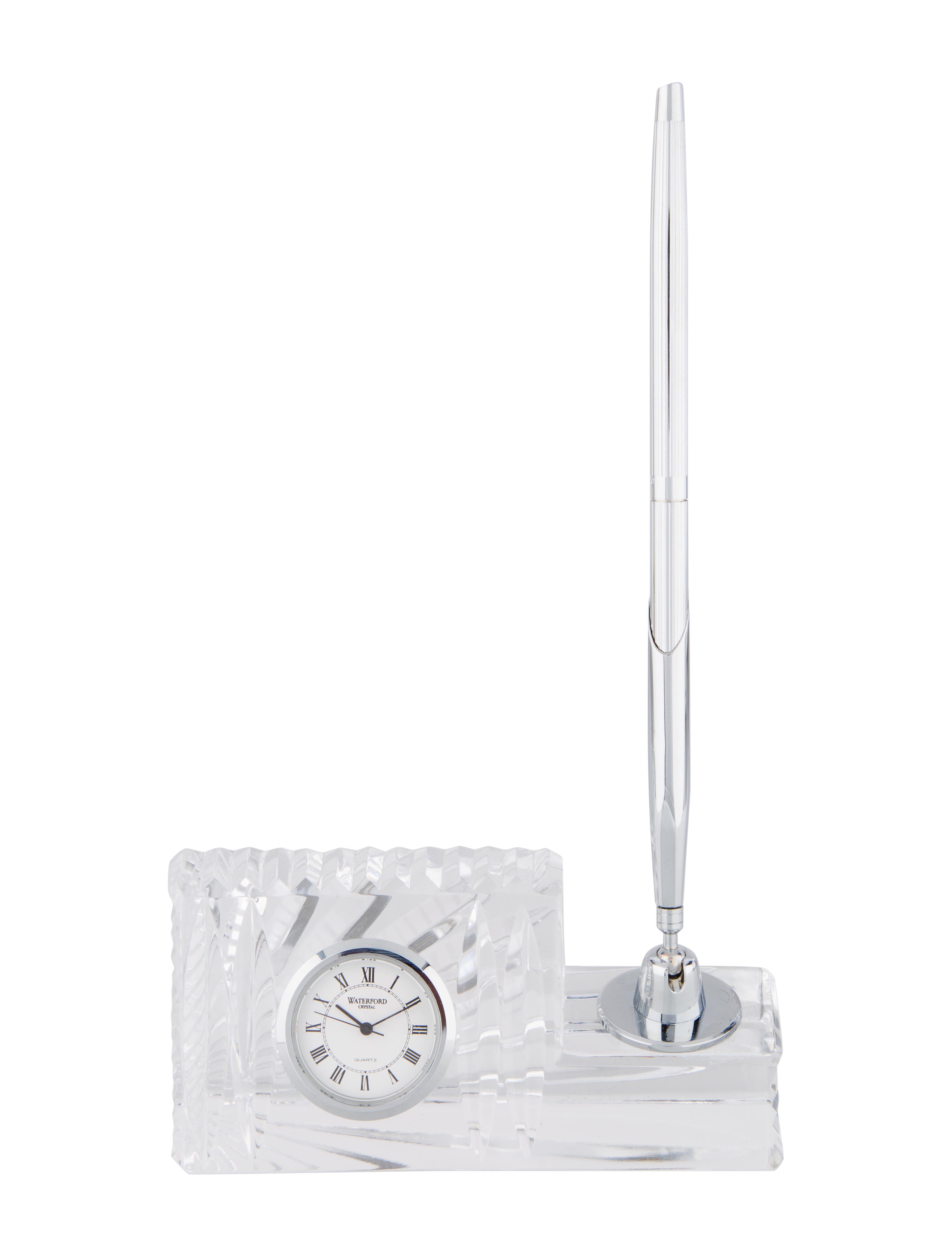 Waterford Crystal Desk Clock Pen Decor And Accessories Crystal Desk Clock Pen