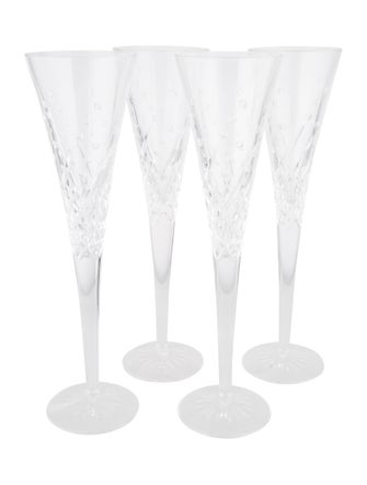 Waterford Crystal Set of 4 Wishes Happy Celebrations Toasting Flutes