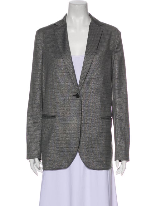 6397 Plaid Print Blazer Grey