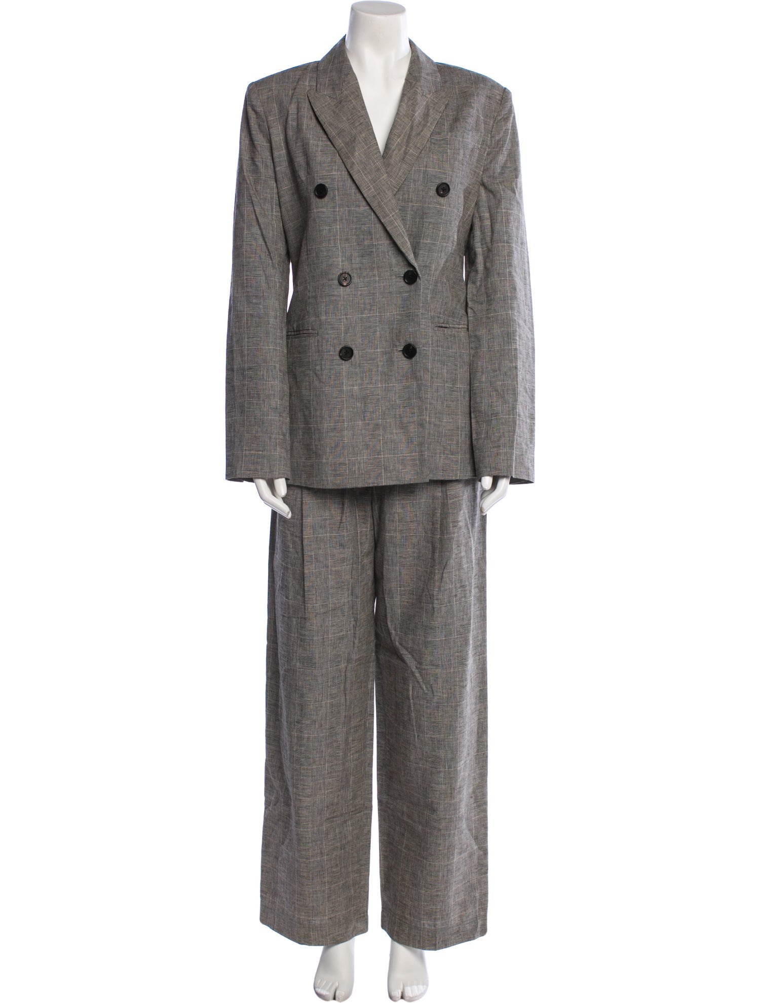 6397 Linen Plaid Print Pantsuit w/ Tags