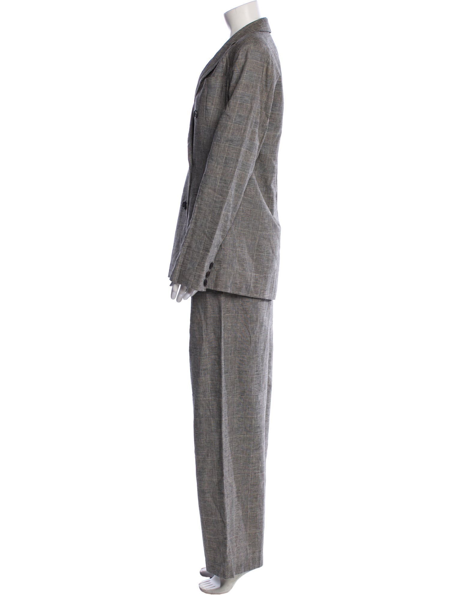 6397 Linen Plaid Print Pantsuit w/ Tags