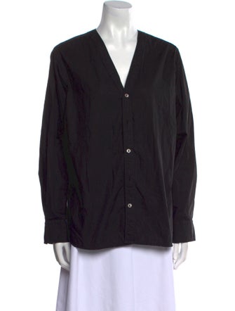 6397 V-Neck Long Sleeve Button-Up Top