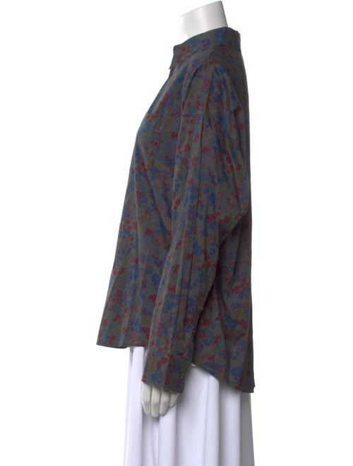 6397 Floral Print Long Sleeve Button-Up Top