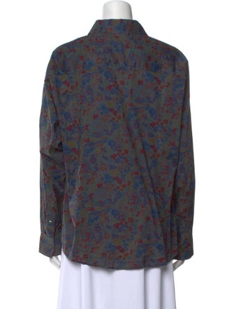 6397 Floral Print Long Sleeve Button-Up Top