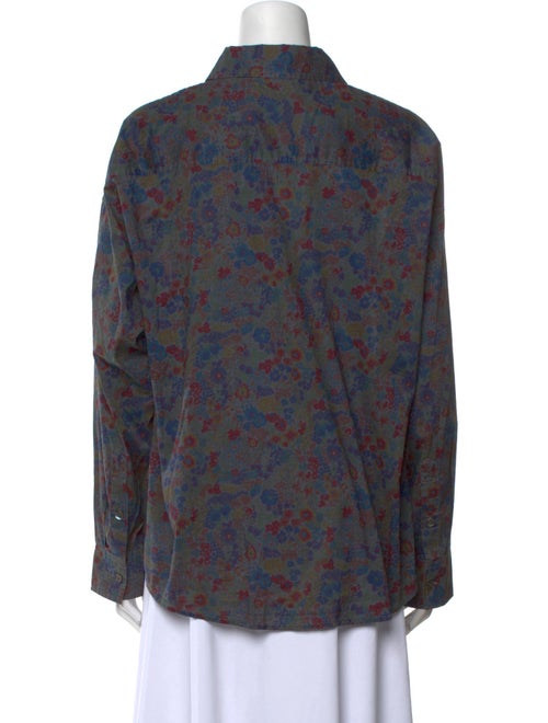 6397 Floral Print Long Sleeve Button-Up Top