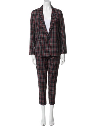 6397 Wool Plaid Print Pant Set
