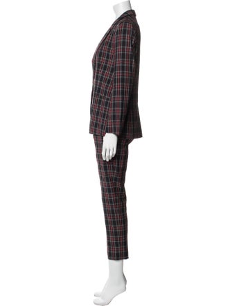 6397 Wool Plaid Print Pant Set