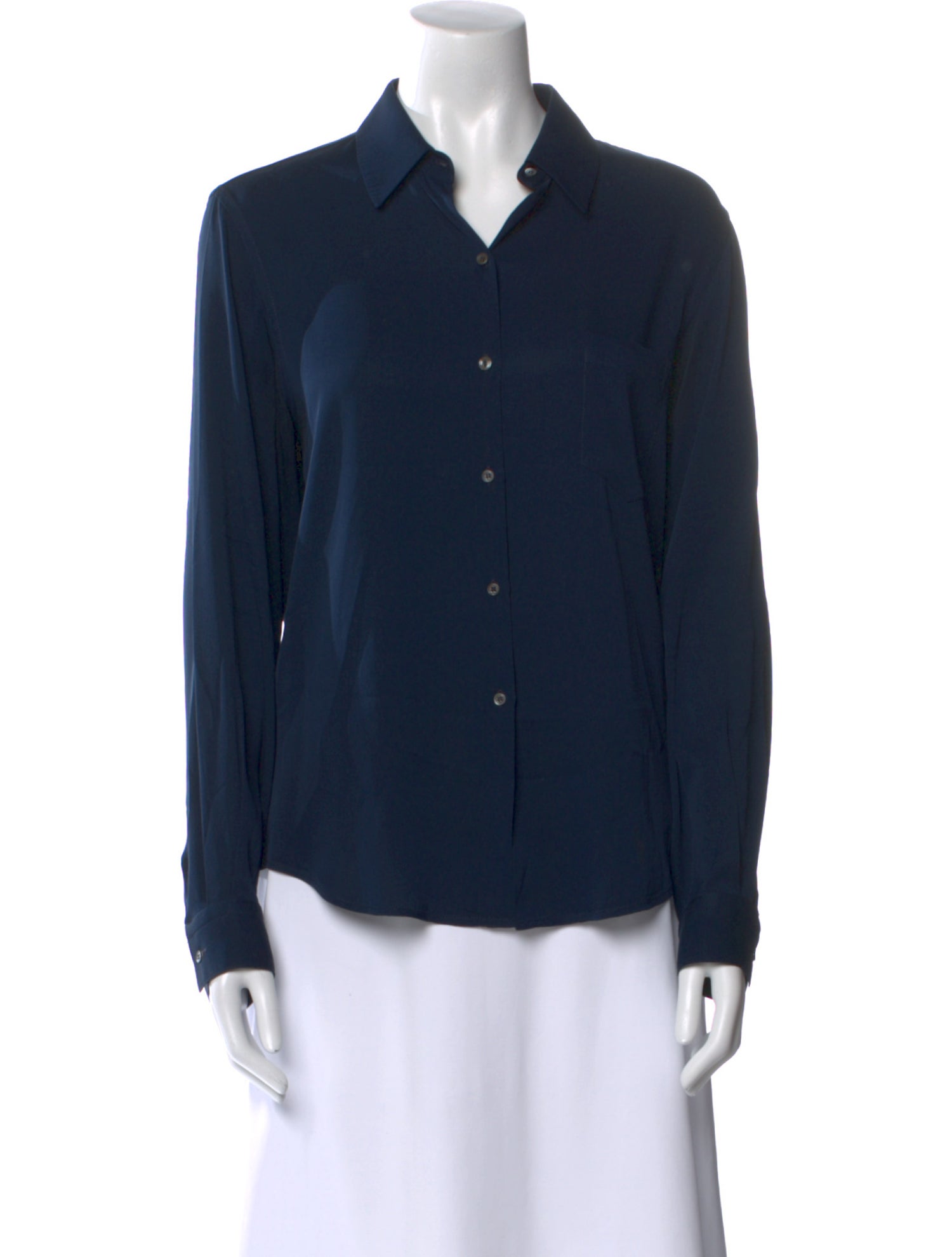 6397 Silk Long Sleeve Button-Up Top