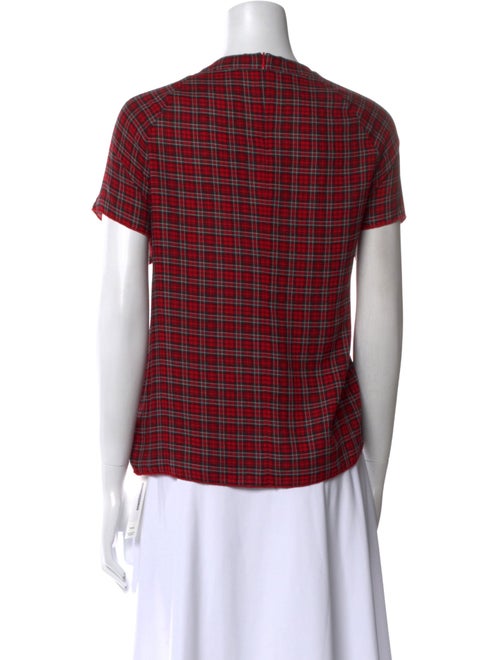 6397 Plaid Print Bateau Neckline Top