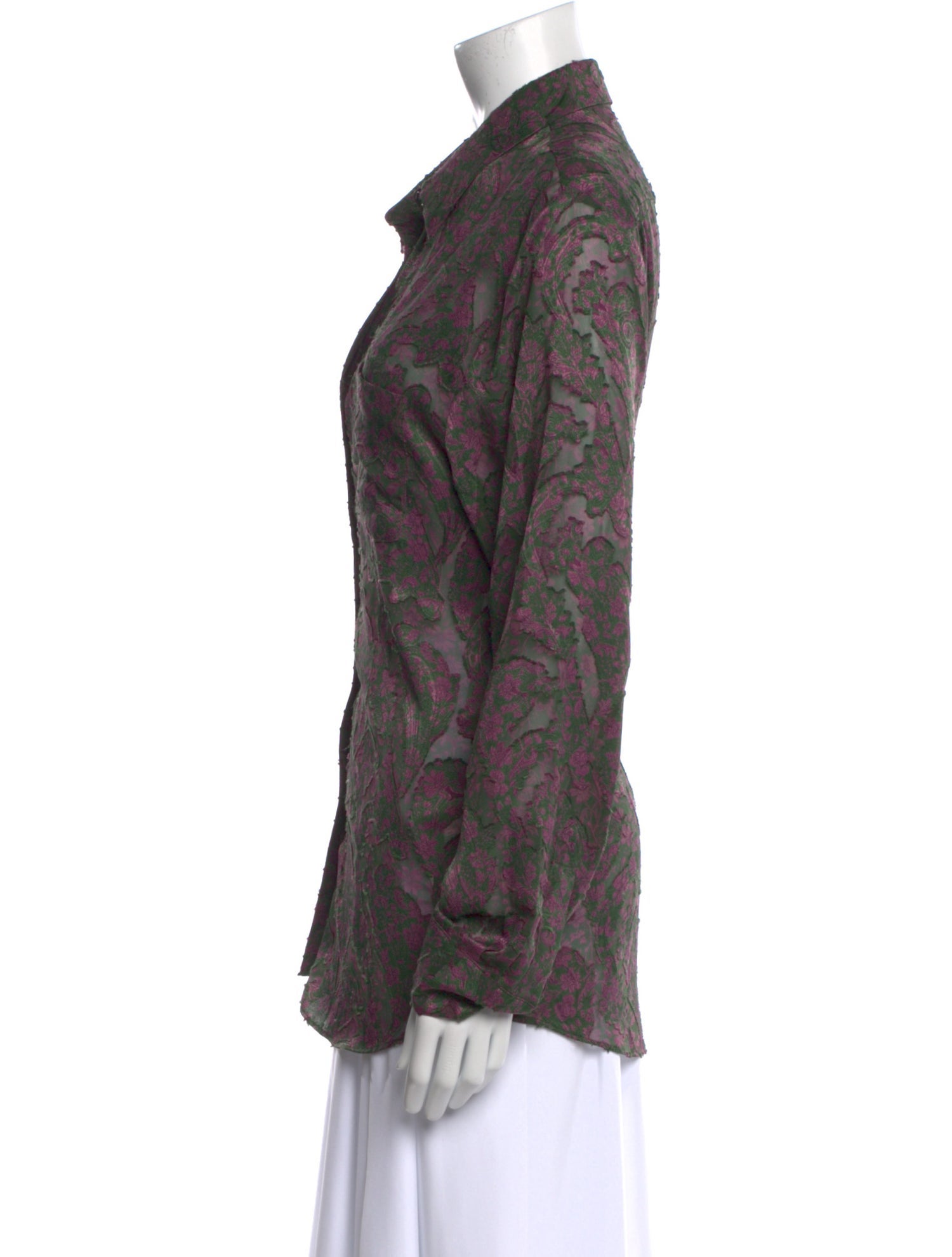 6397 Paisley Print Long Sleeve Button-Up Top