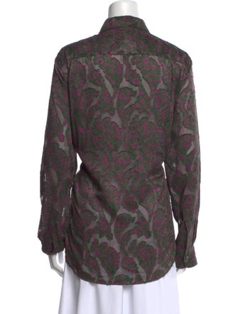 6397 Paisley Print Long Sleeve Button-Up Top