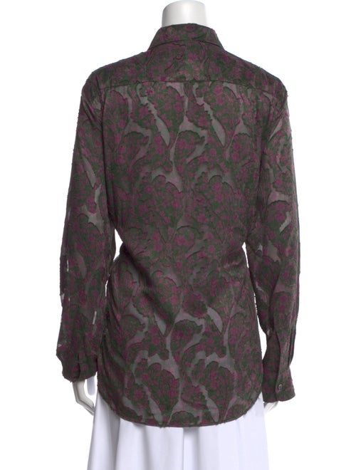 6397 Paisley Print Long Sleeve Button-Up Top