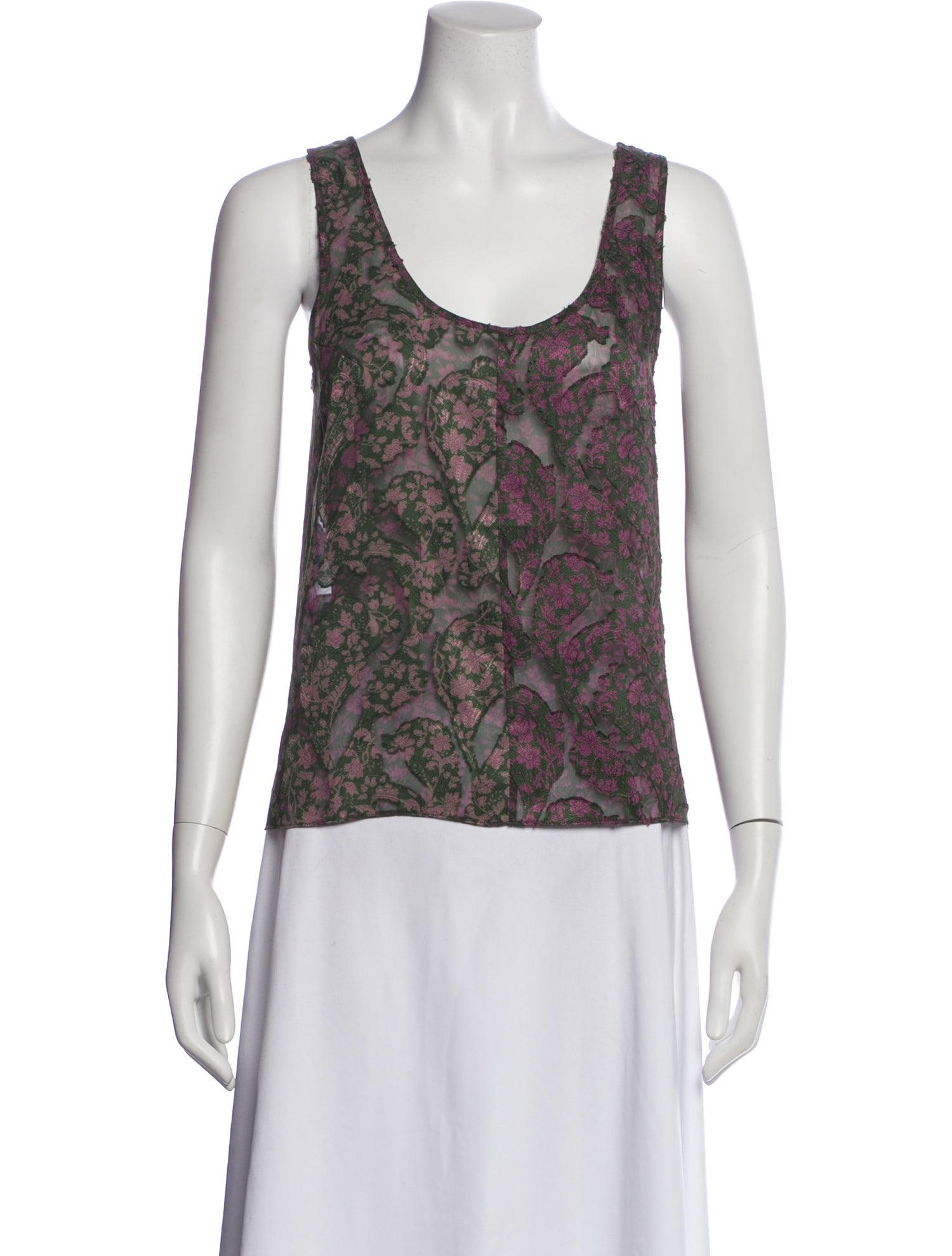 6397 Floral Print Scoop Neck Top