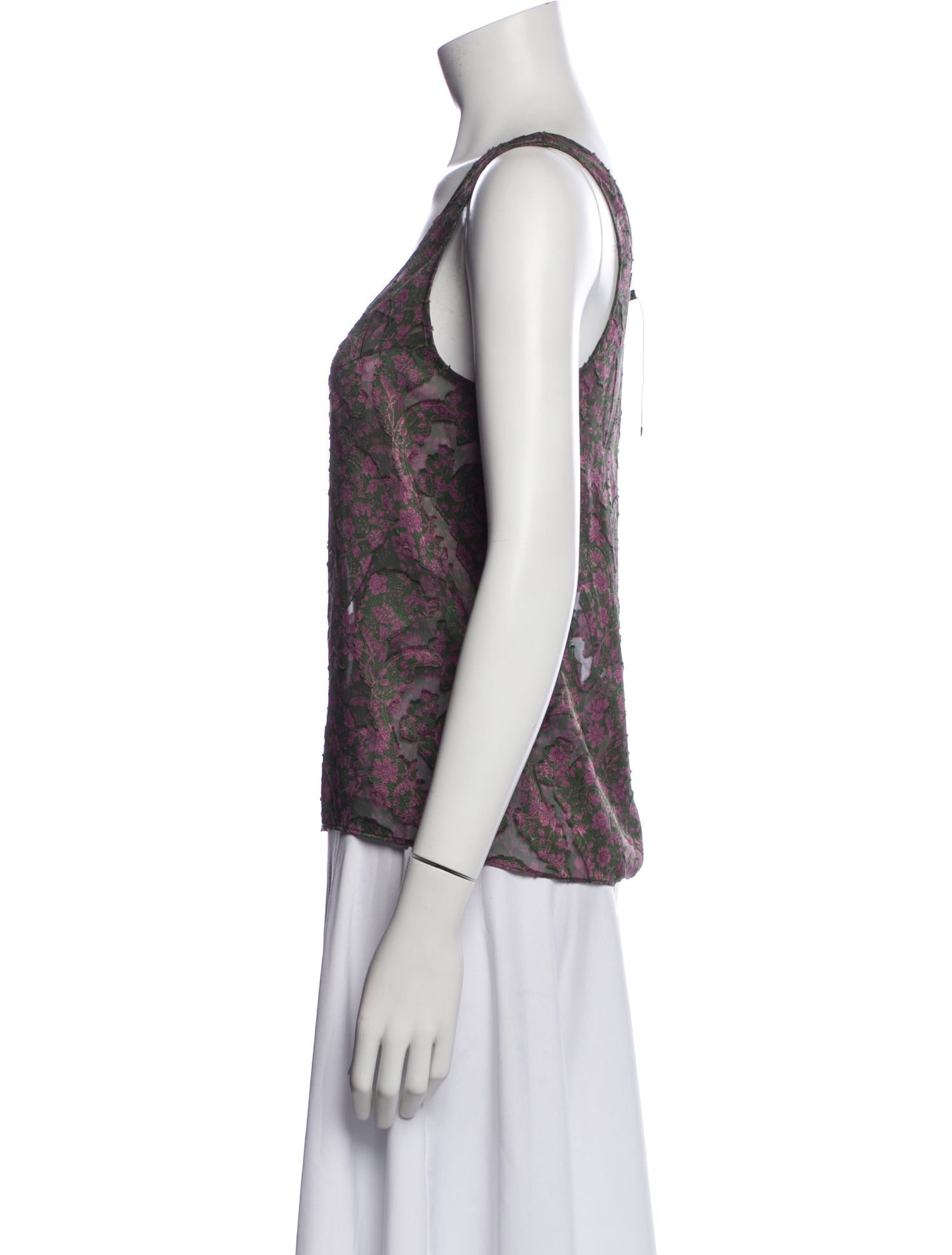 6397 Floral Print Scoop Neck Top