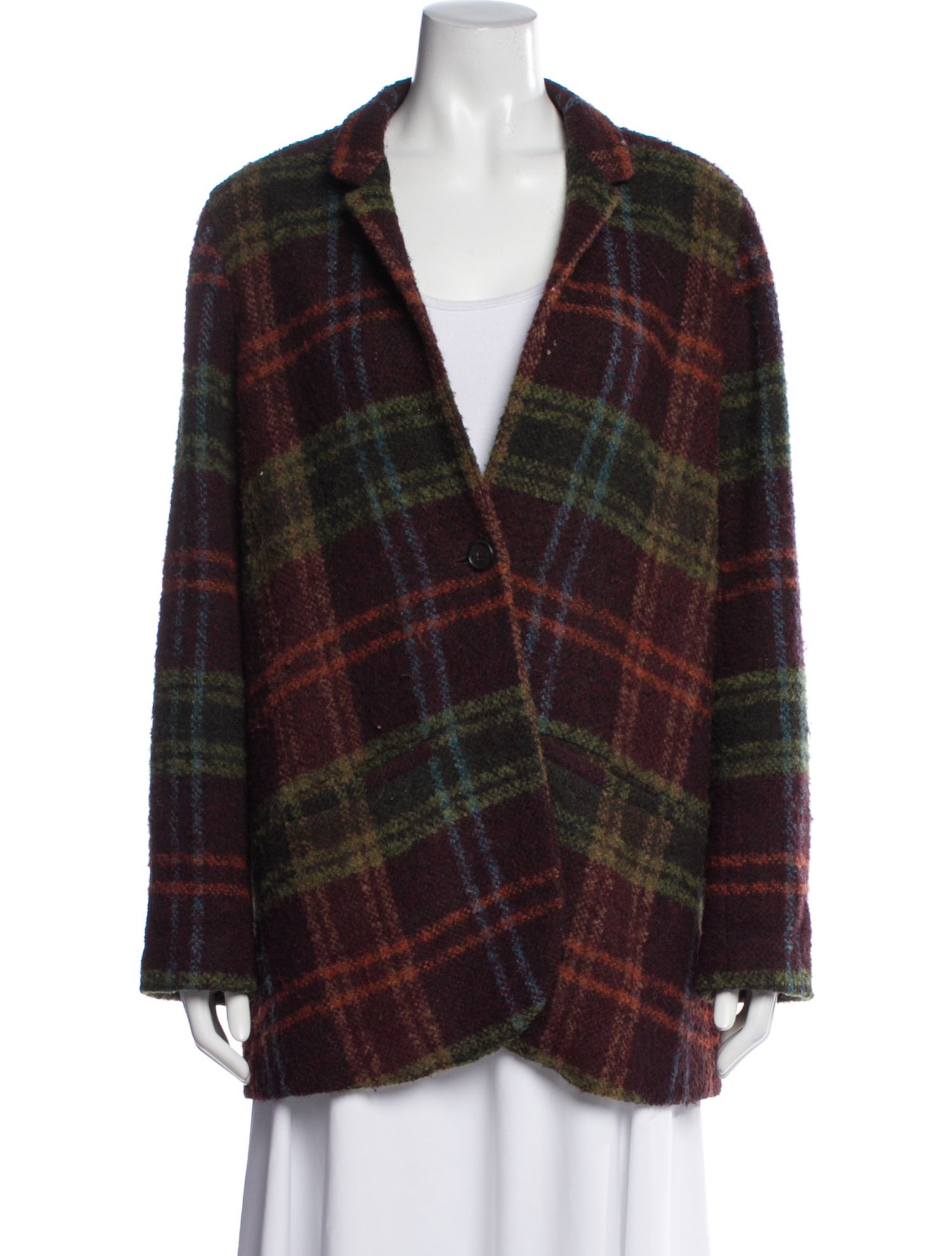 6397 Virgin Wool Plaid Print Coat