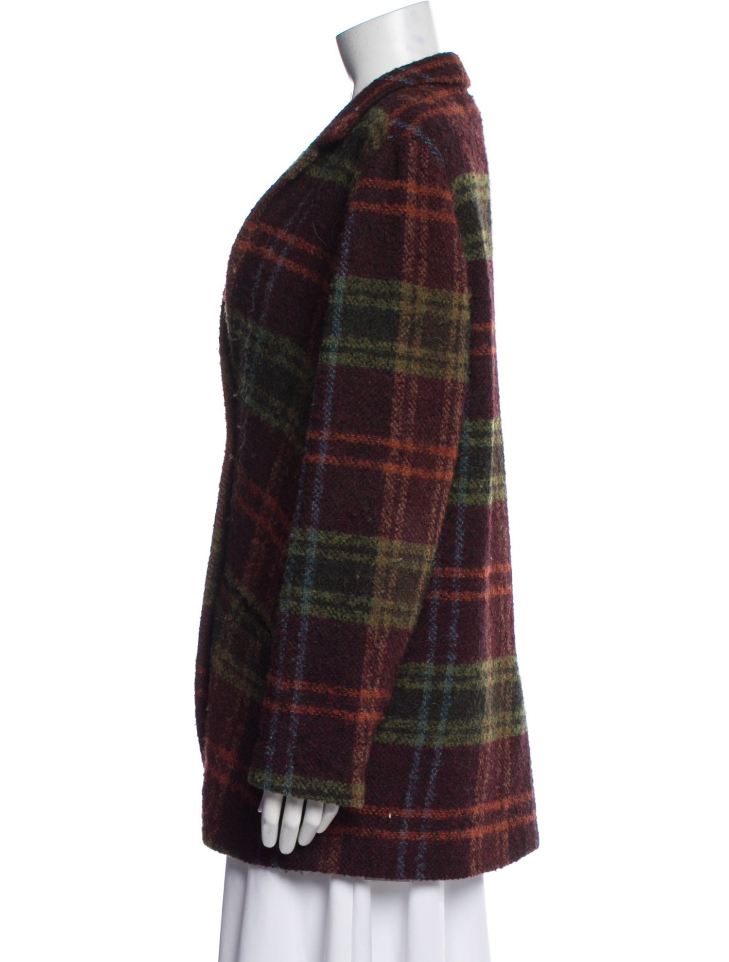 6397 Virgin Wool Plaid Print Coat