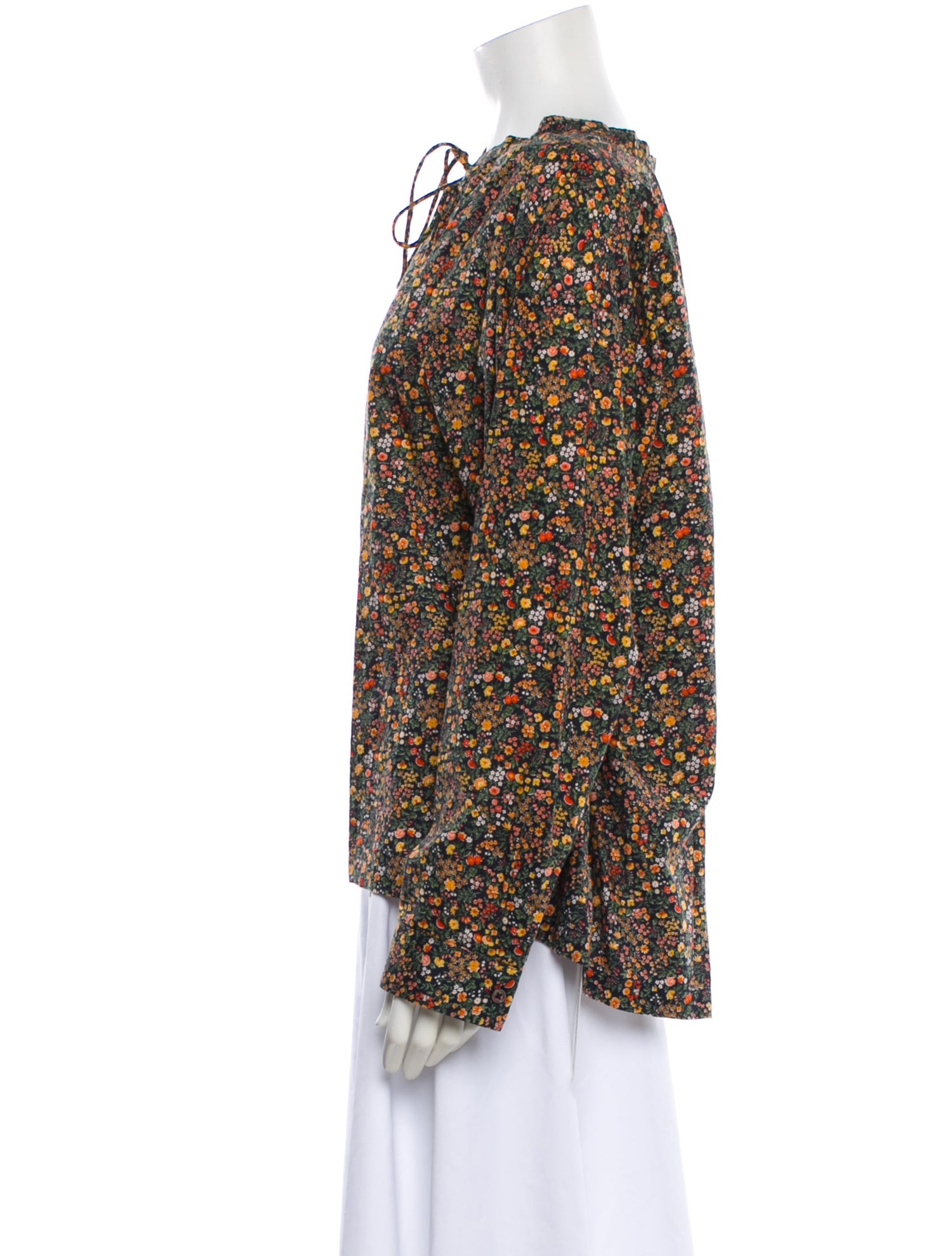 6397 Floral Print Tie Neck Blouse