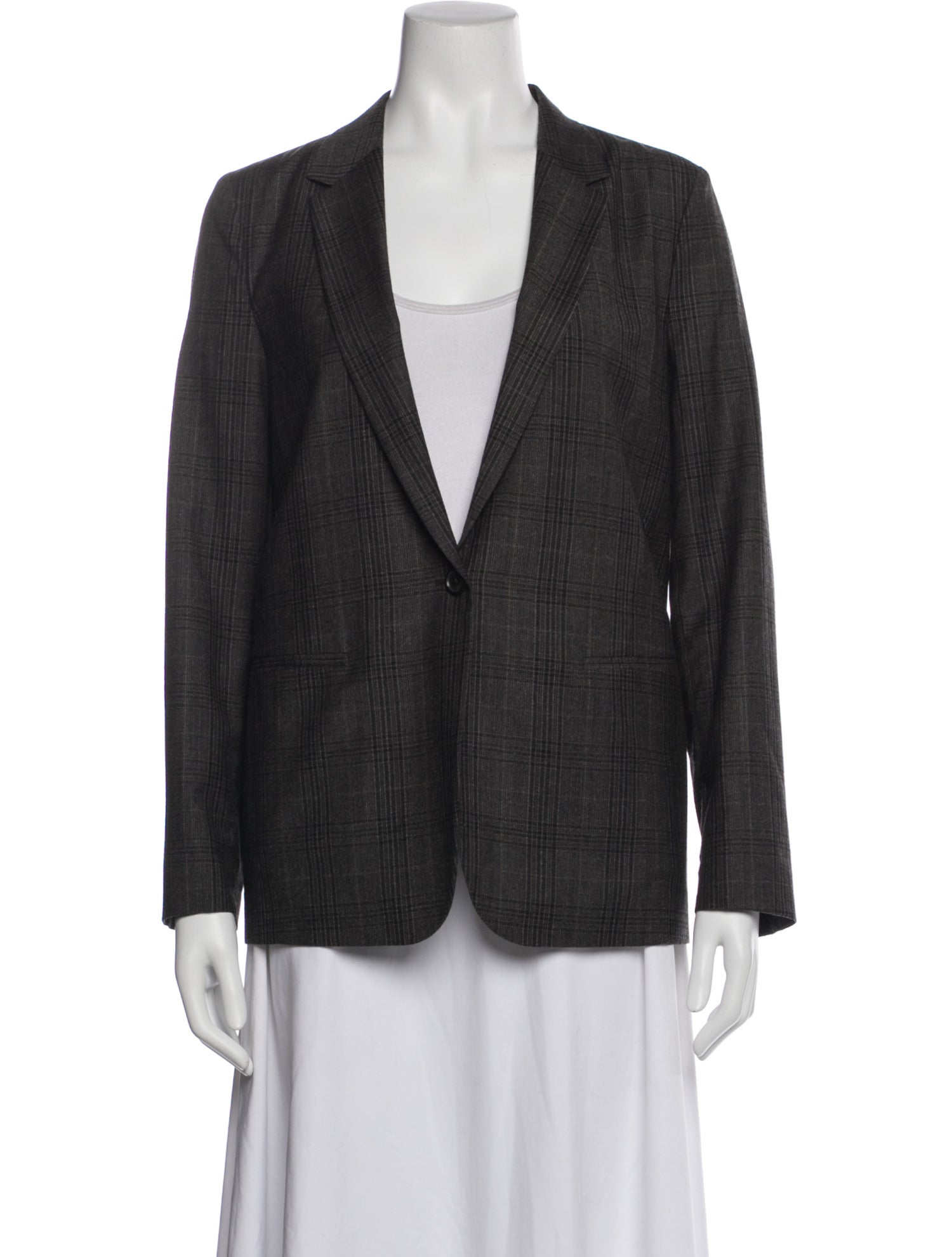 6397 Virgin Wool Plaid Print Blazer