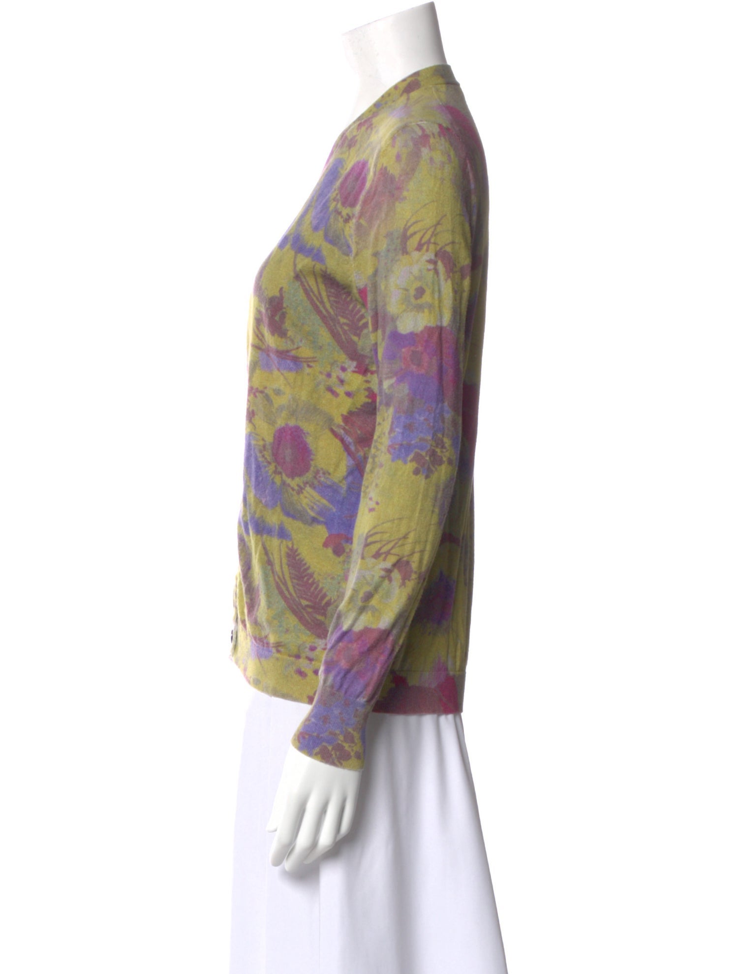 6397 Floral Print V-Neck Sweater