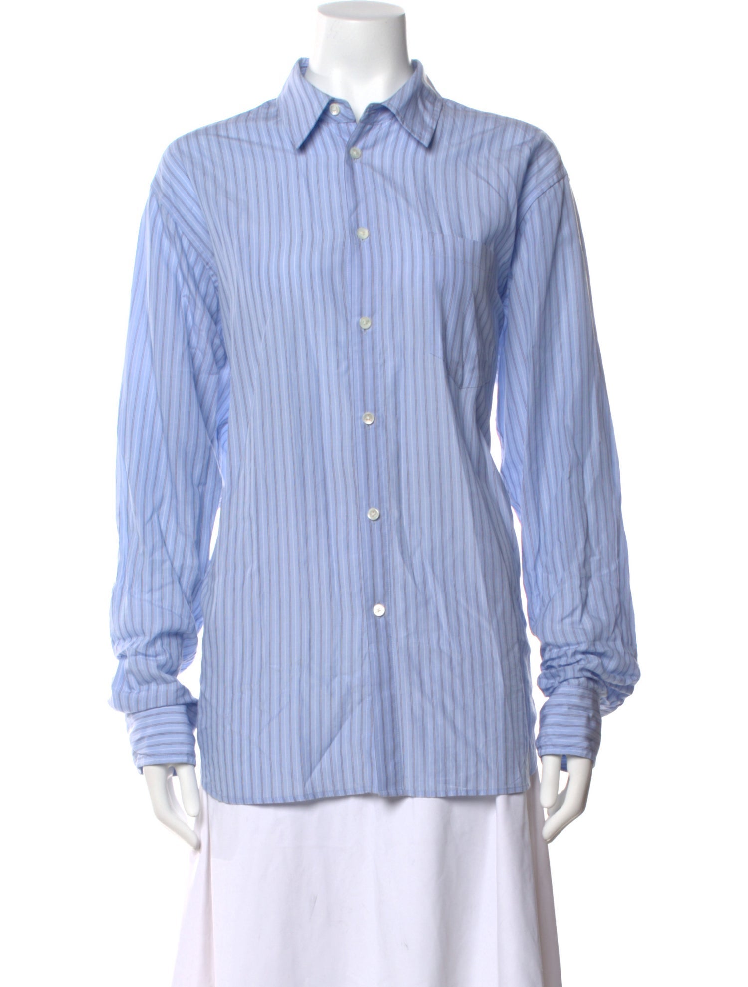 6397 Striped Long Sleeve Button-Up Top