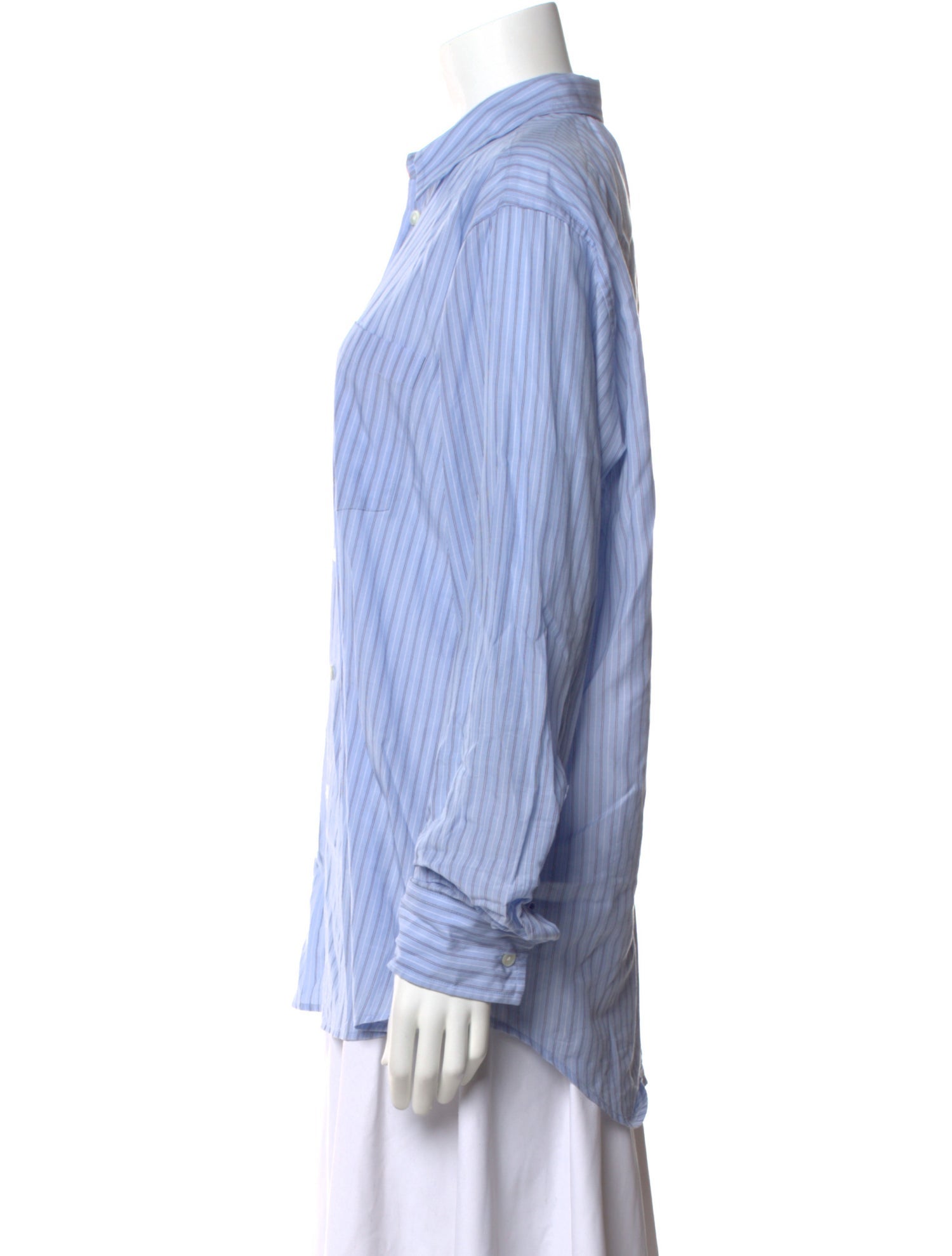 6397 Striped Long Sleeve Button-Up Top