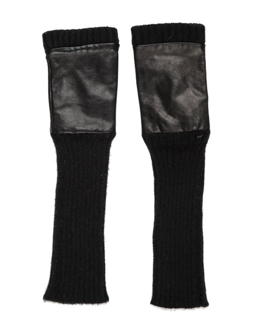 Carolina Amato Leather & Cashmere Long Fingerless