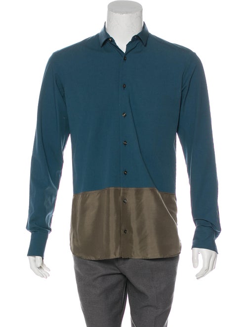 Kolor Colorblock Button-Up Shirt teal