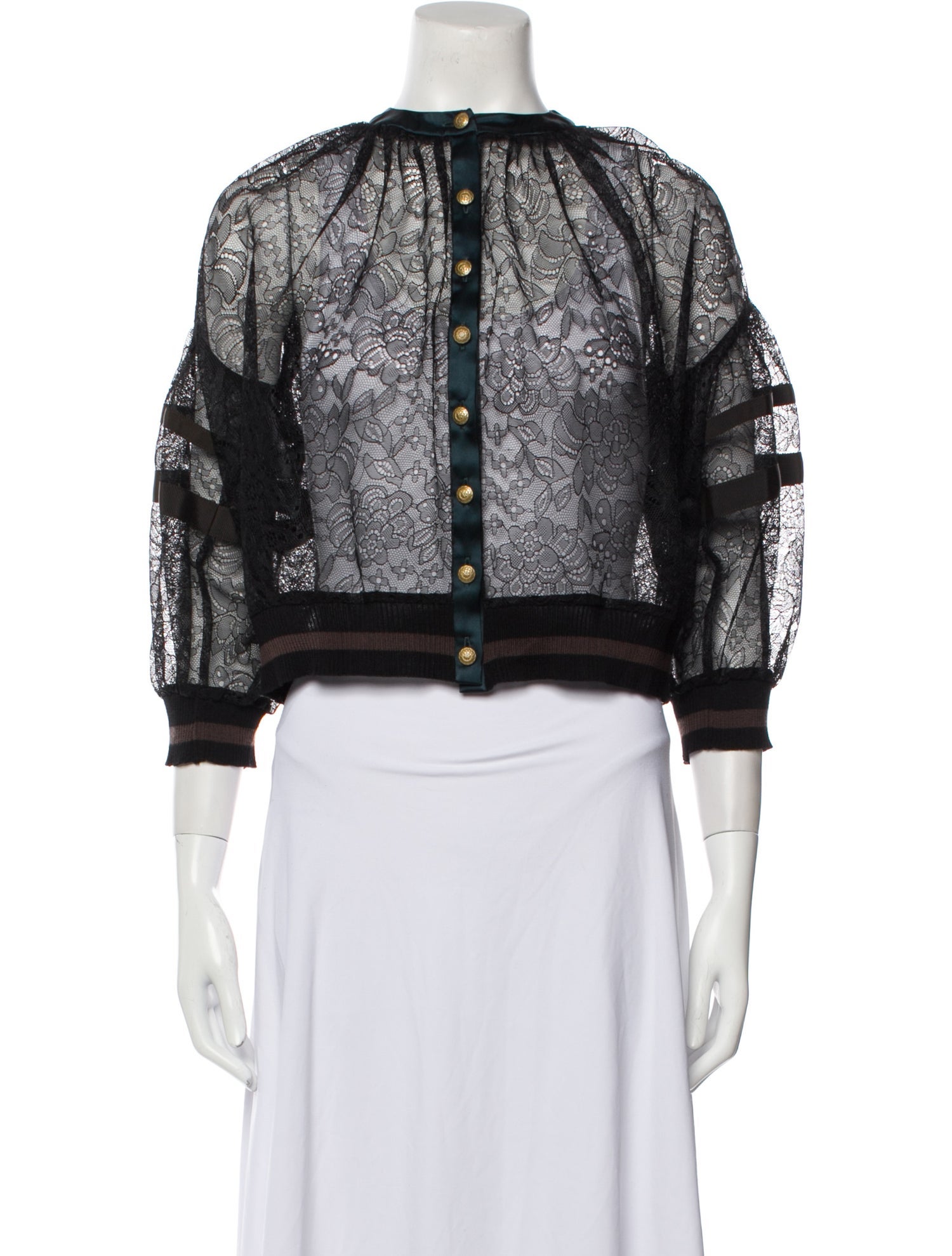 Kolor Mock Neck Three-Quarter Sleeve Crop Top