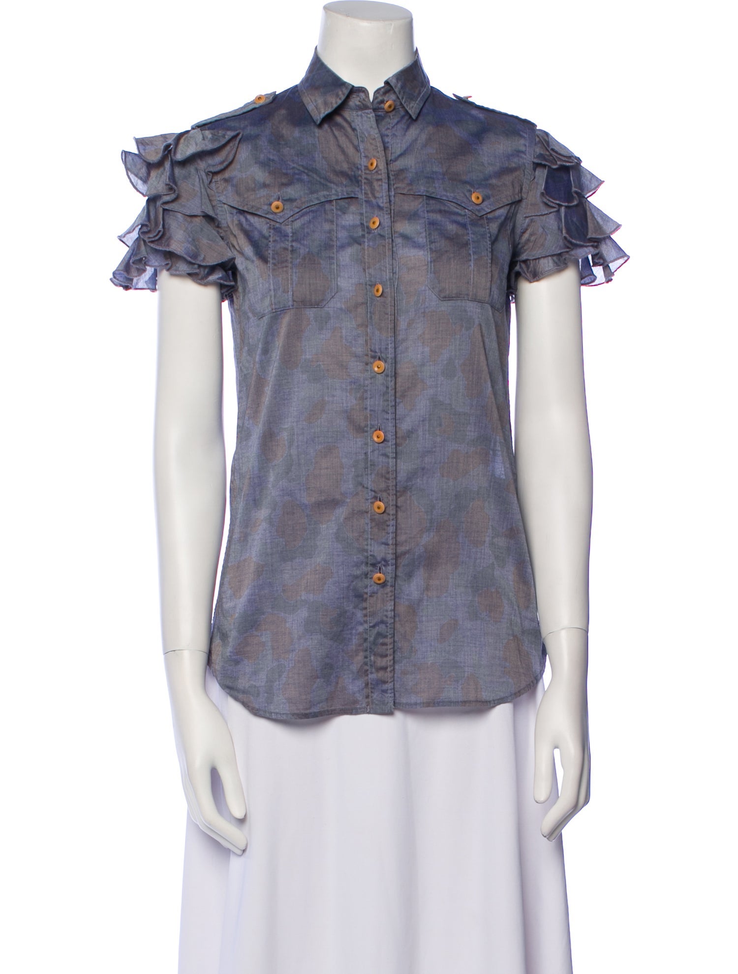 Kolor Short Sleeve Button-Up Top