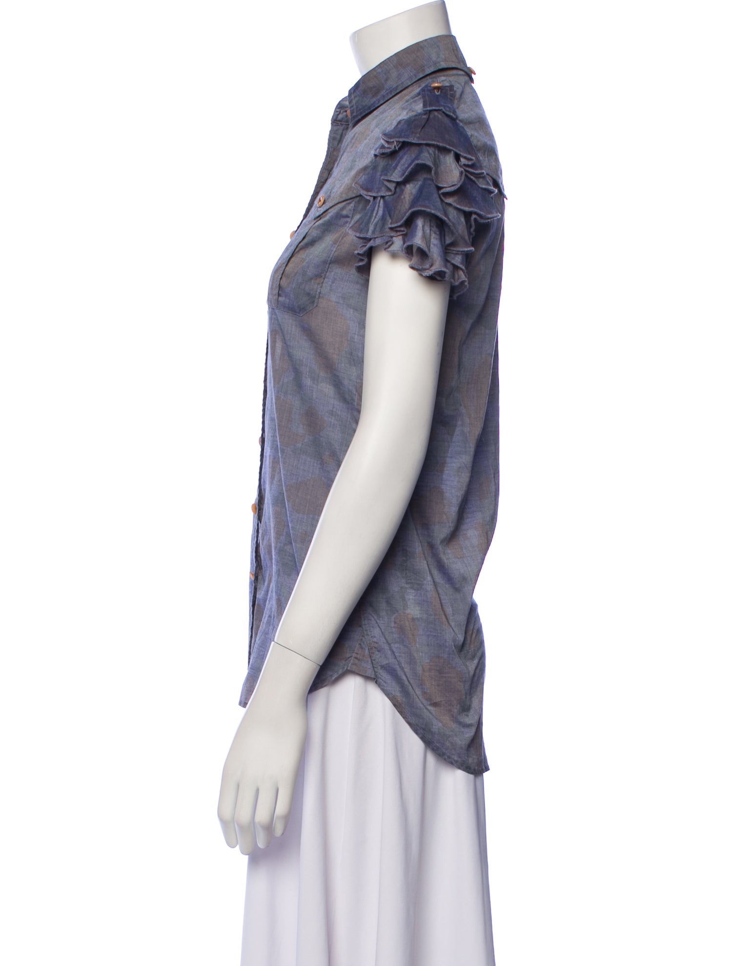 Kolor Short Sleeve Button-Up Top