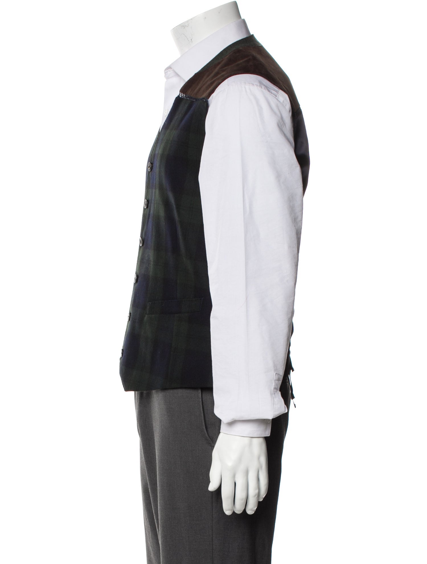 Kolor Wool Plaid Print Vest