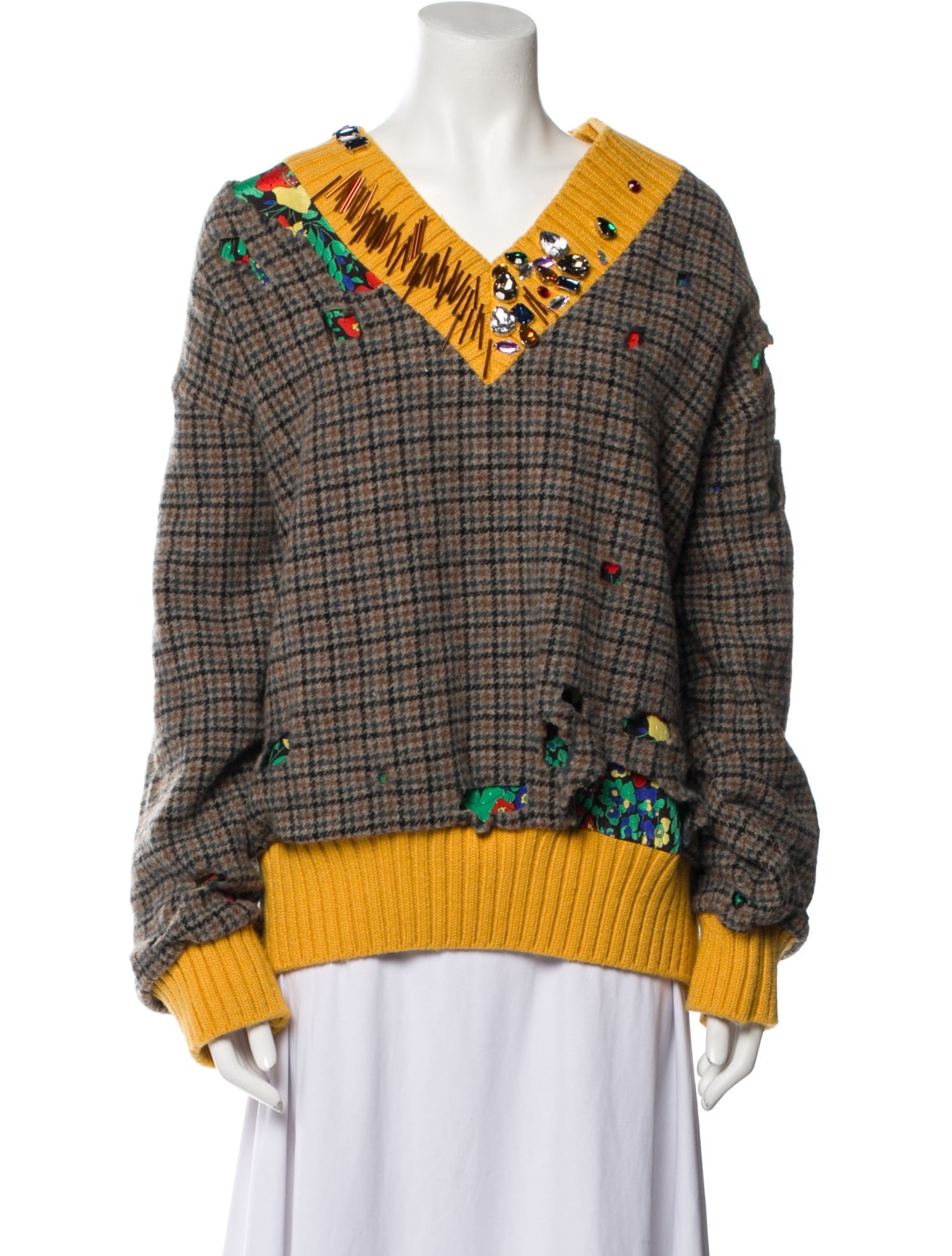 Kolor Wool Plaid Print Sweater