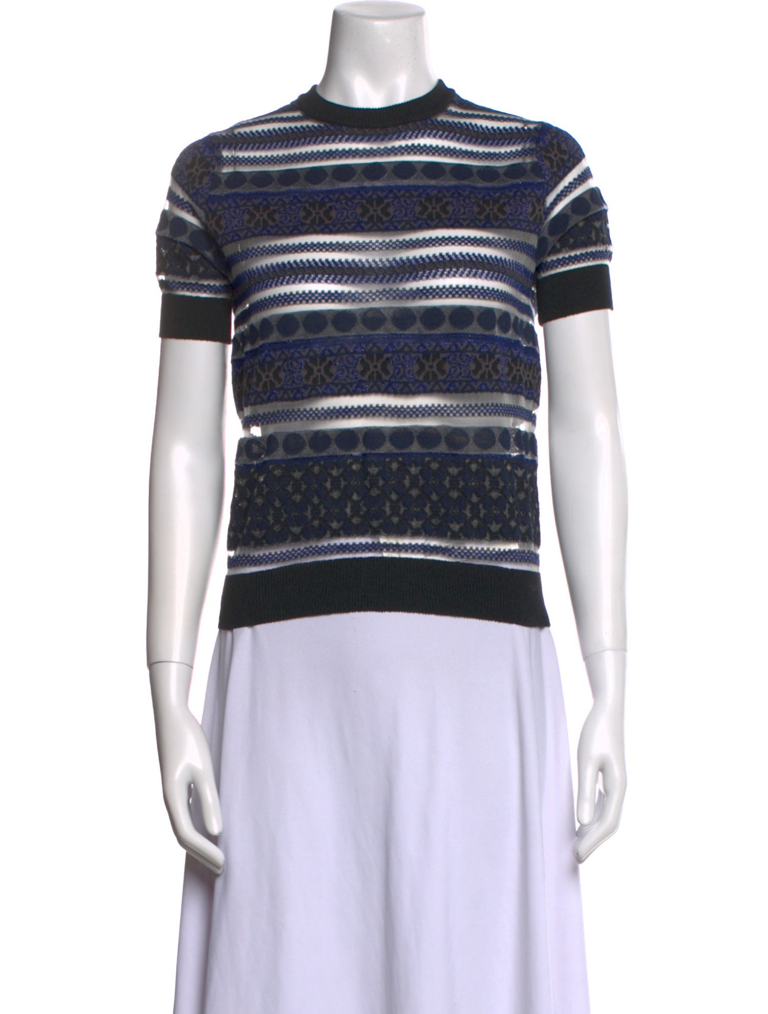 Kolor Striped Mock Neck Top