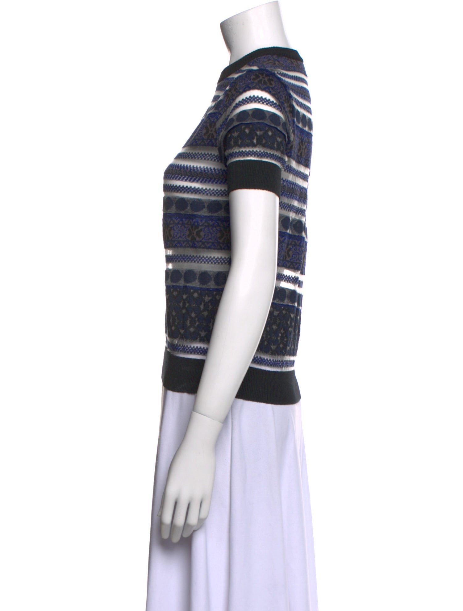 Kolor Striped Mock Neck Top