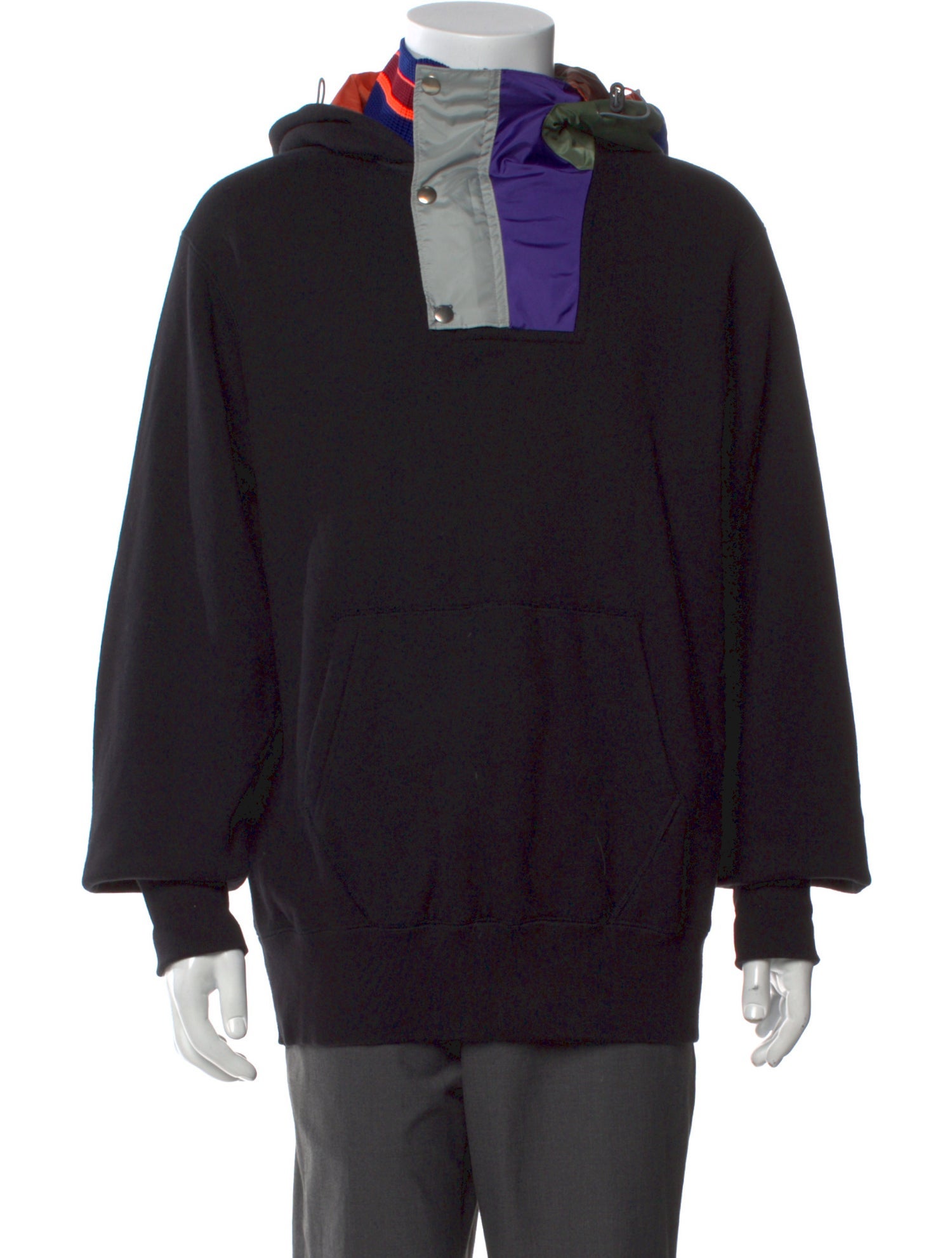 Kolor Colorblock Pattern Turtleneck Hoodie