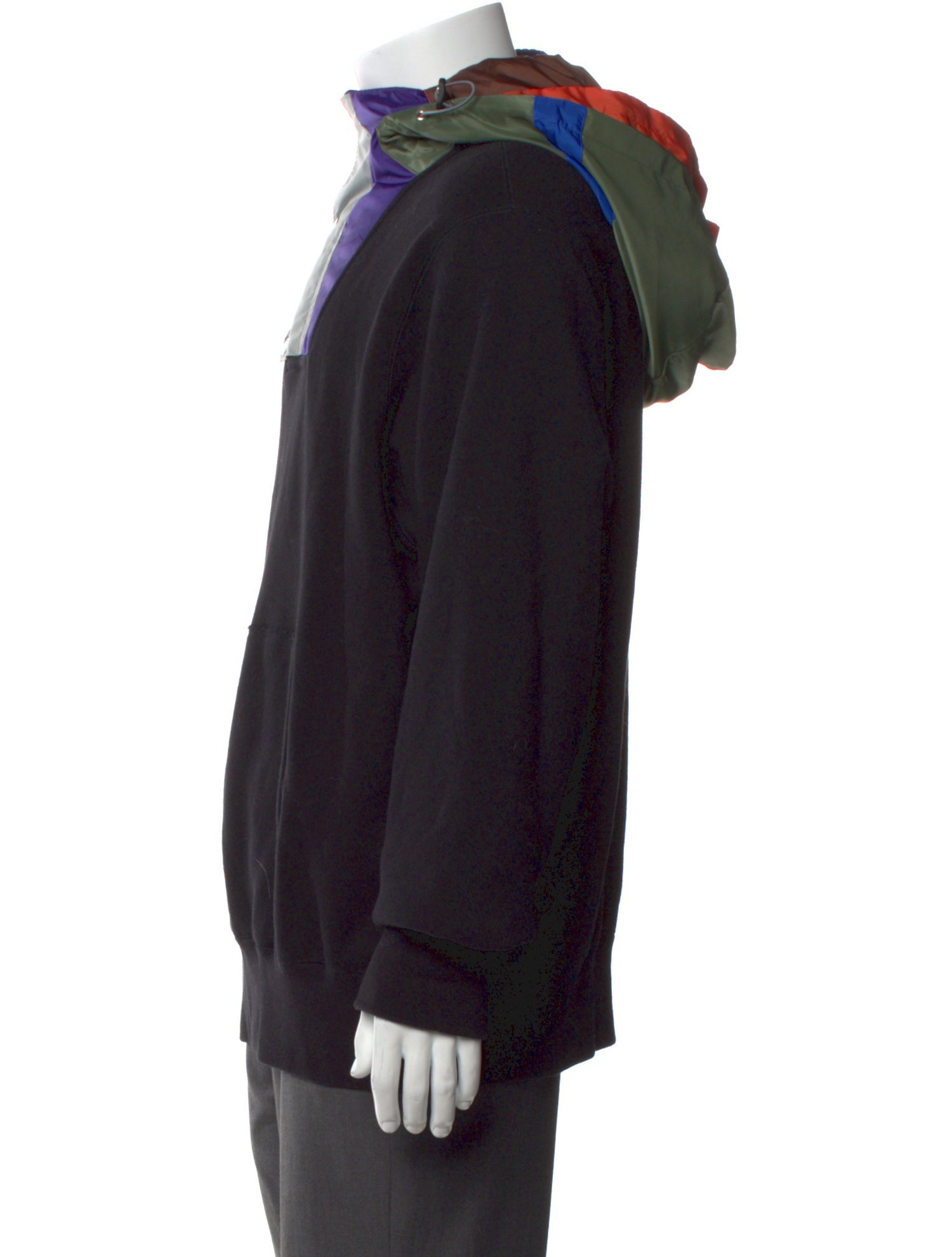 Kolor Colorblock Pattern Turtleneck Hoodie