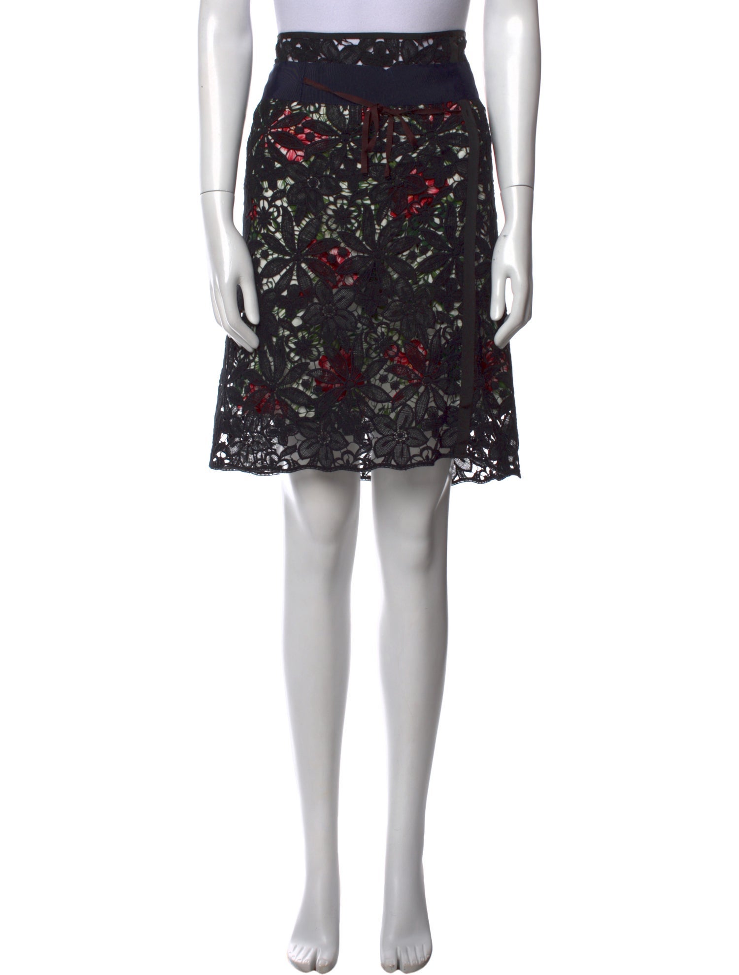 Kolor Lace Pattern Knee-Length Skirt