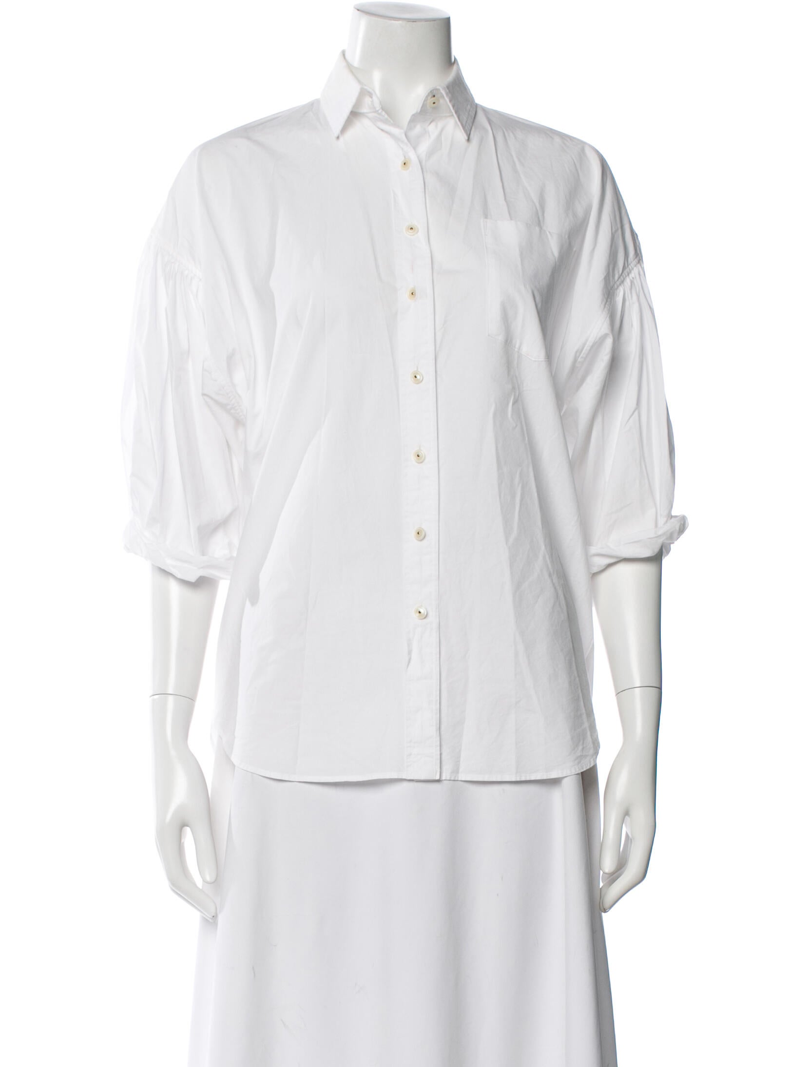 Kolor Three-Quarter Sleeve Button-Up Top