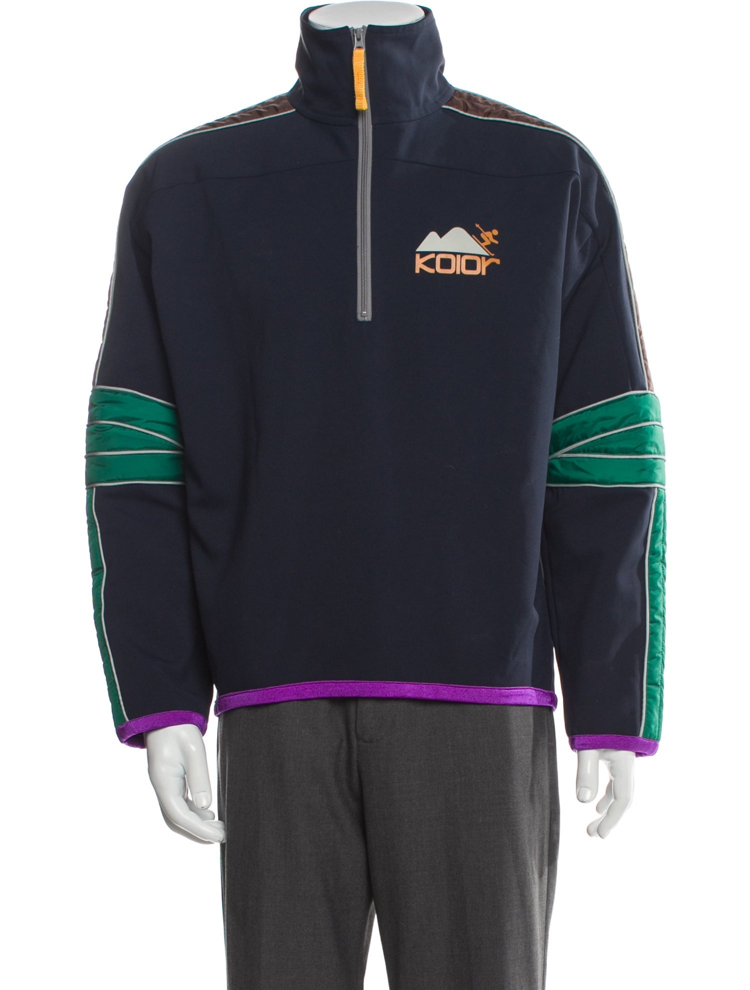 Kolor Colorblock Pattern Varsity Jacket