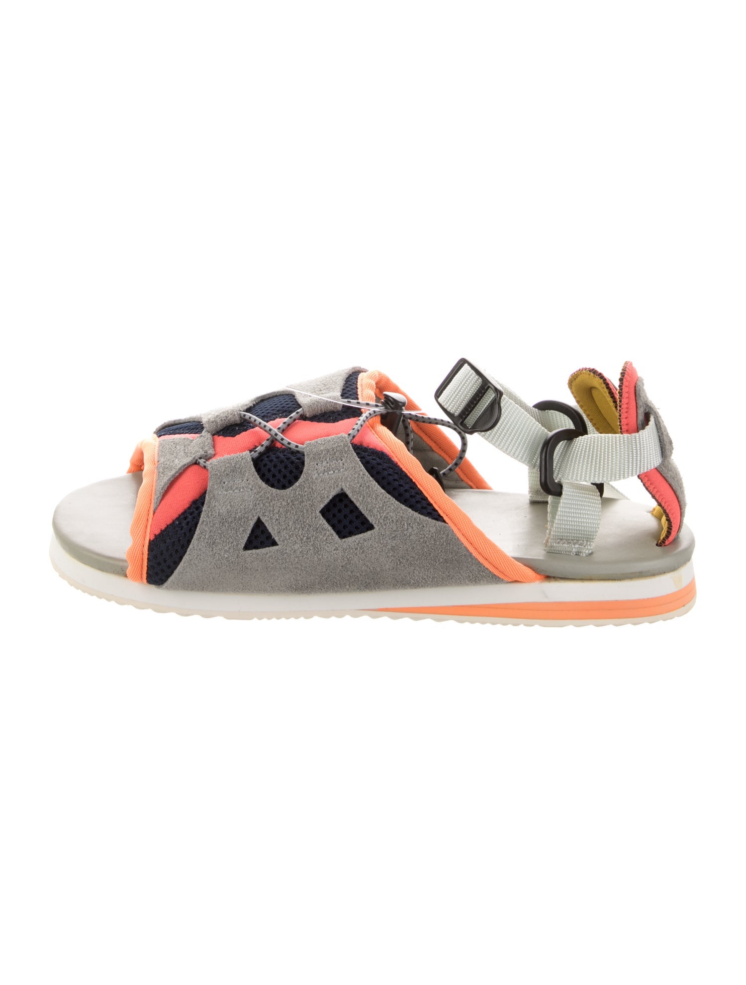 Kolor Suede Colorblock Pattern Sandals