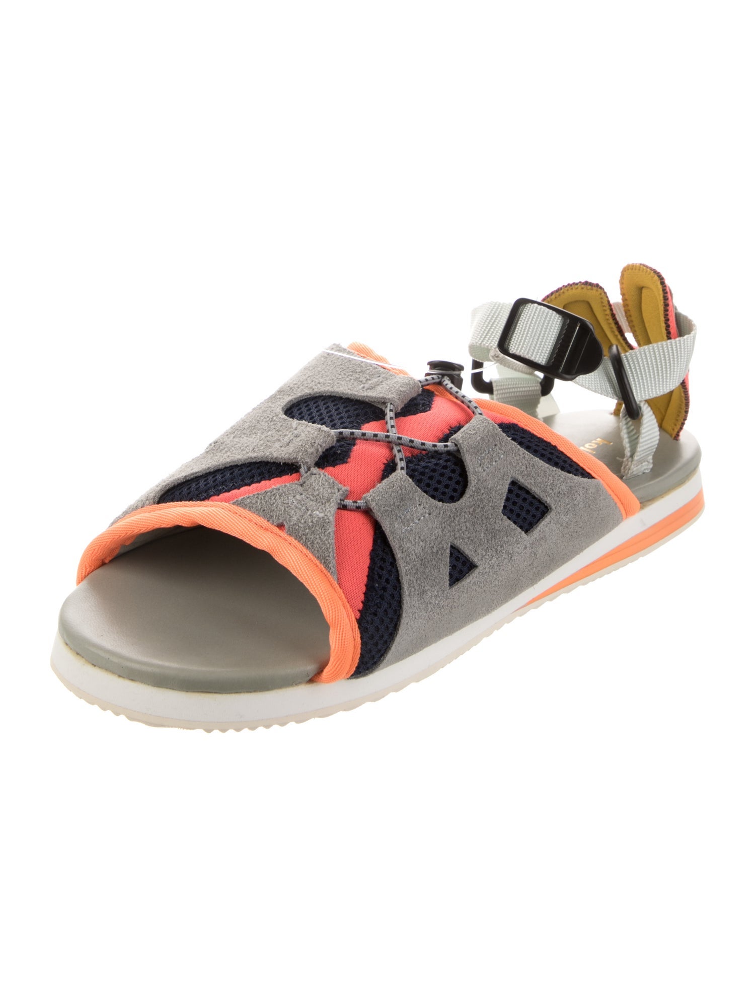 Kolor Suede Colorblock Pattern Sandals