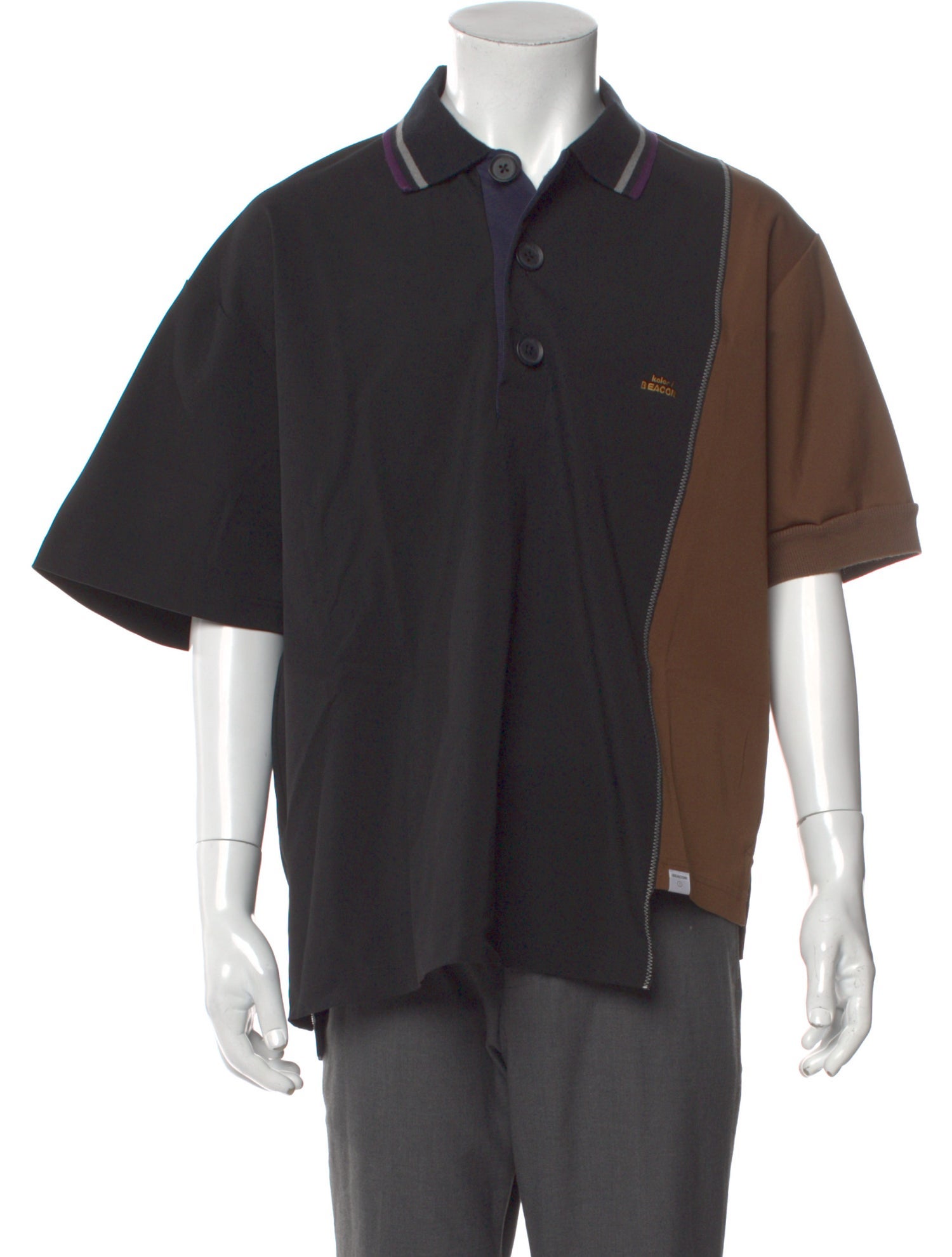 Kolor Colorblock Pattern Collar Polo Shirt