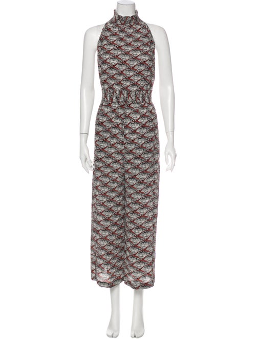 Apiece Apart Silk Floral Print Jumpsuit White