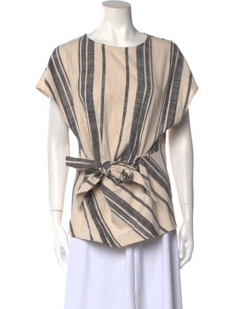 Apiece Apart Striped Bateau Neckline Blouse